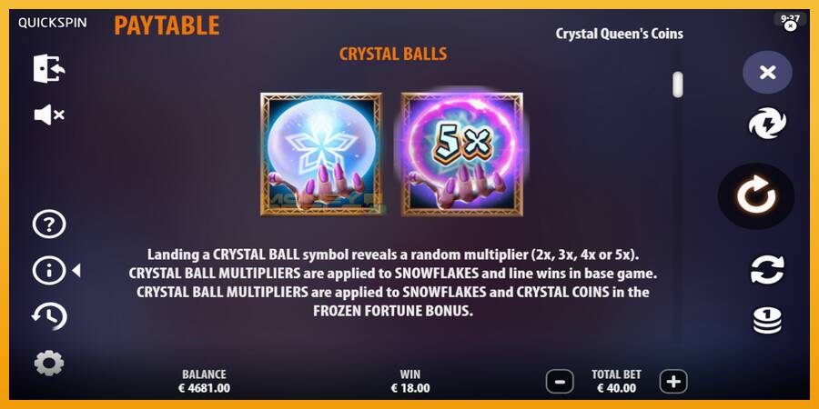 Crystal Queens Coins automat za igre na sreću, slika 6