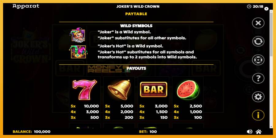 Jokers Wild Crown Diamond Treasures automat za igre na sreću, slika 5