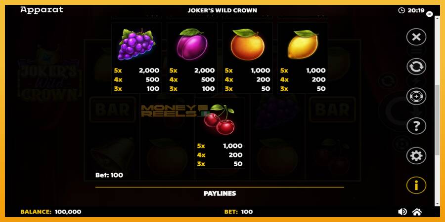 Jokers Wild Crown Diamond Treasures automat za igre na sreću, slika 6