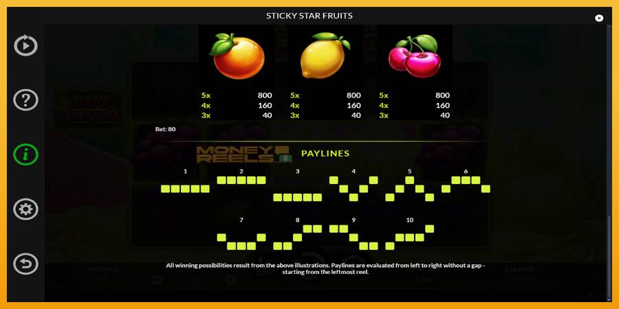 Sticky Star Fruits automat za igre na sreću, slika 7