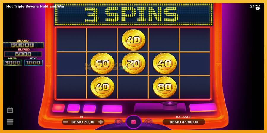 Hot Triple Sevens Hold & Win automat za igre na sreću, slika 3