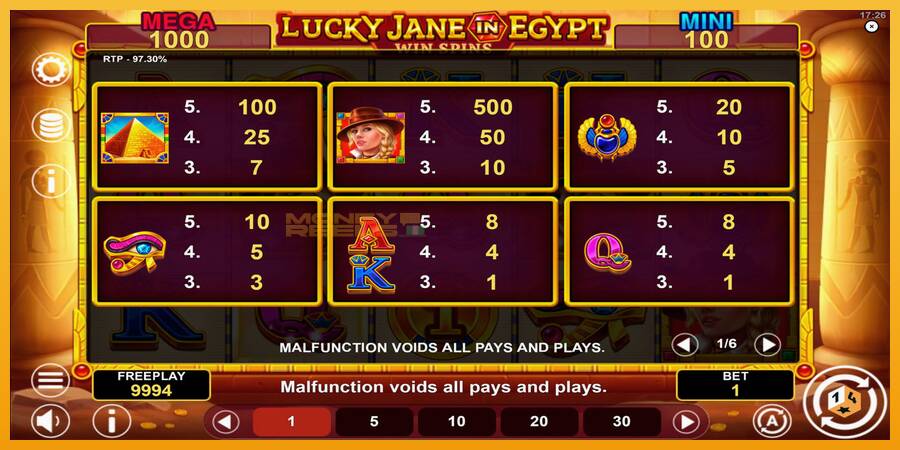 Lucky Jane in Egypt Win Spins automat za igre na sreću, slika 6