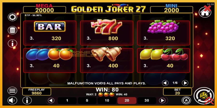 Golden Joker 27 Hold & Win automat za igre na sreću, slika 5