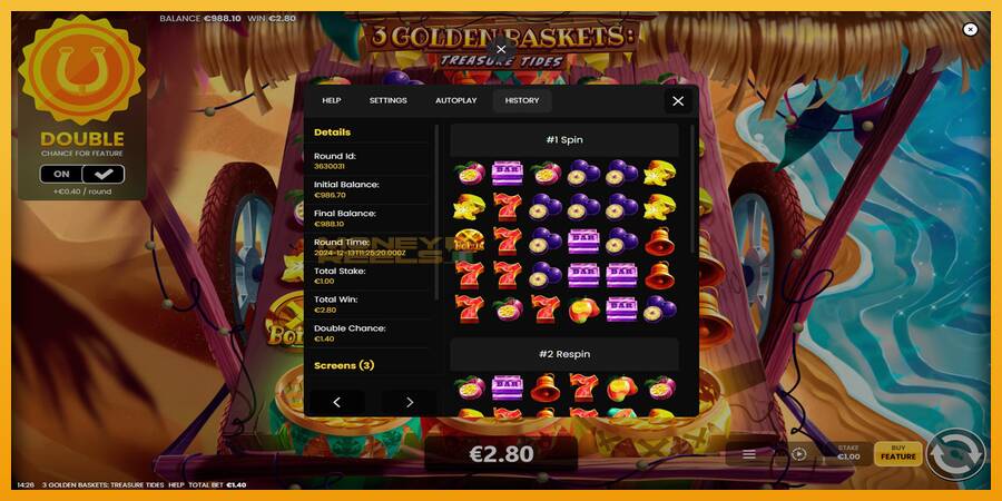 3 Golden Baskets: Treasure Tides automat za igre na sreću, slika 5