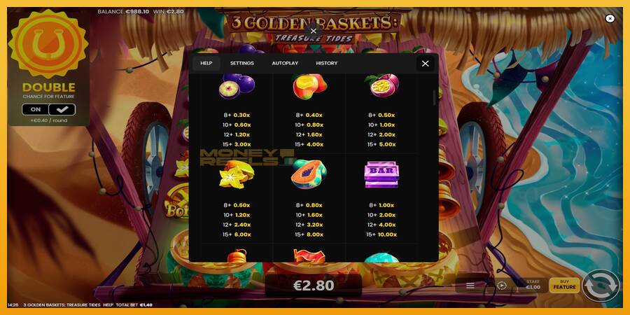 3 Golden Baskets: Treasure Tides automat za igre na sreću, slika 7